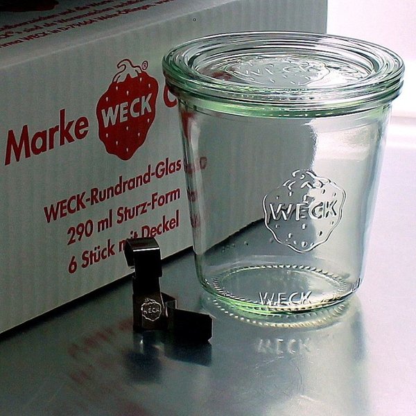 6 WECK ® Einkochgläser 290 ml Sturzform Art. 900 RR80 mit Glasdeckel und Auswahl Zubehör