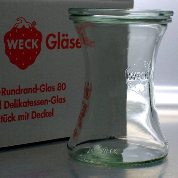 6 WECK ® Einkochgläser 370ml Delikatessenglas Art. 996 RR80 mit Glasdeckel und Auswahl Zubehör