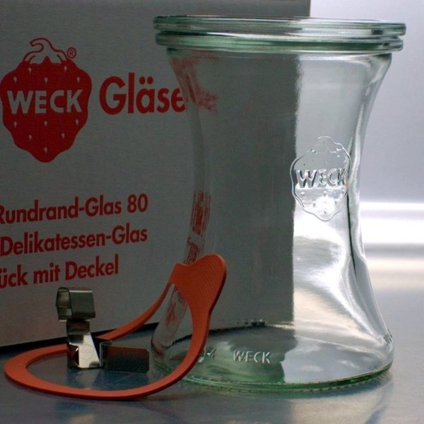 6 WECK ® Einkochgläser 370ml Delikatessenglas Art. 996 RR80 mit Glasdeckel und Auswahl Zubehör