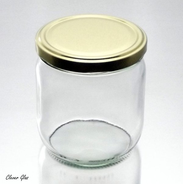 Honigglas 500g / 425ml Twist Off 82 - Deckel in Biene oder Goldfarben