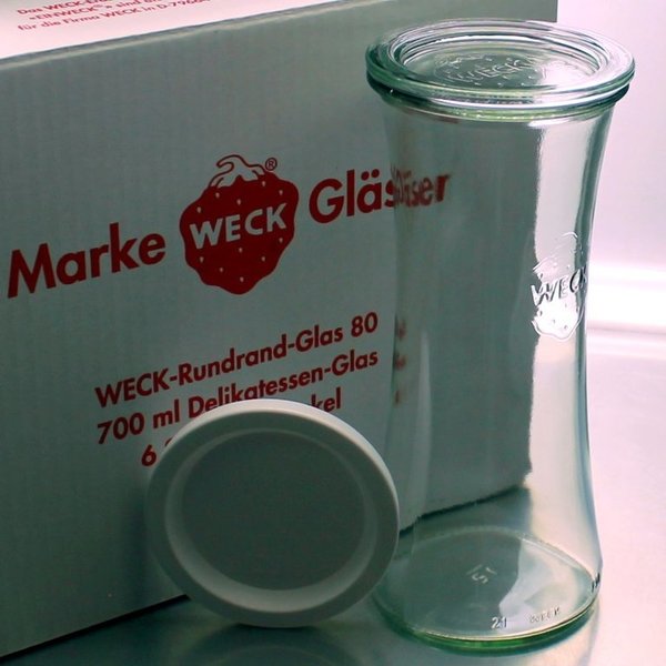 6 WECK ® Einkochgläser 700ml Delikatessenglas Art. 758 RR80 mit Glasdeckel und Auswahl Zubehör