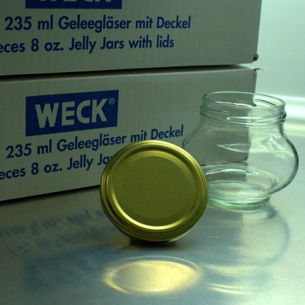 Gelee Gläser 235ml. inkl. Schraubdeckel TO63 im Original Weck Karton