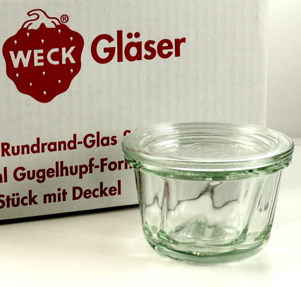 12 WECK Gugelhupf Gläser 165ml Art. 561, RR80 mit Glasdeckel und Auswahl Zubehör