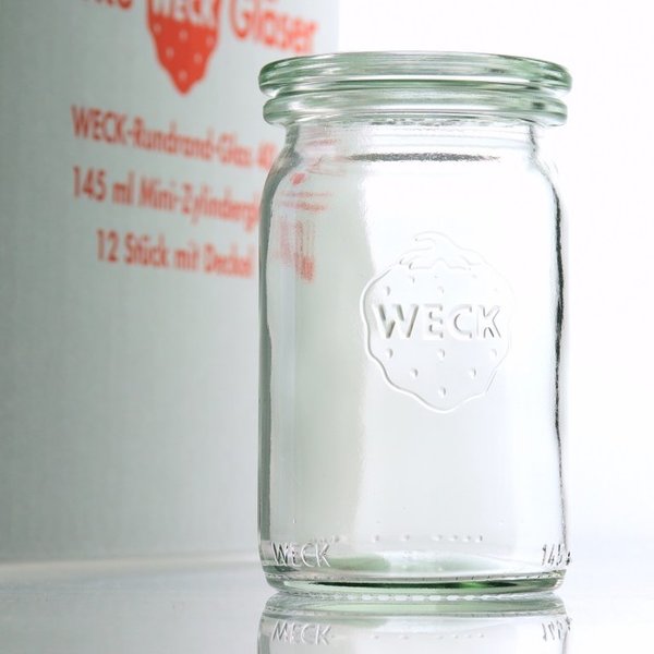 12 WECK ® Einkochgläser 145ml Zylinderglas Art. 789 RR40 mit Glasdeckel und Auswahl Zubehör