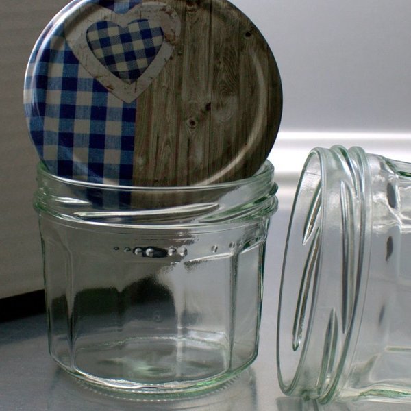 Facettenglas 240ml Einmachglas in Sturzform mit Twist Off 82 Schraubdeckel nach Wahl